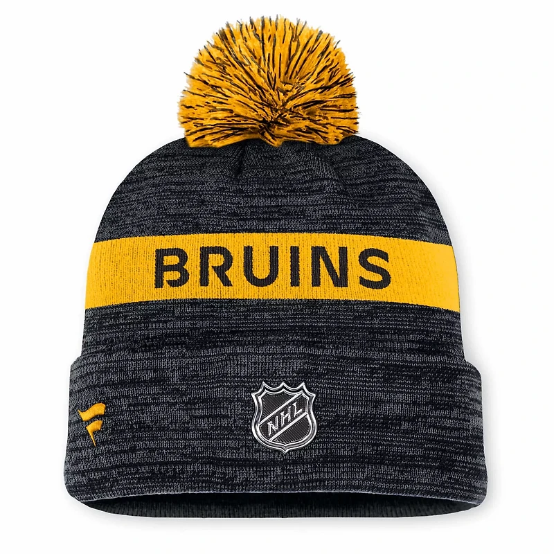 Fanatics Gold Boston Bruins Authentic Pro Rink Cuffed Knit Hat with Pom