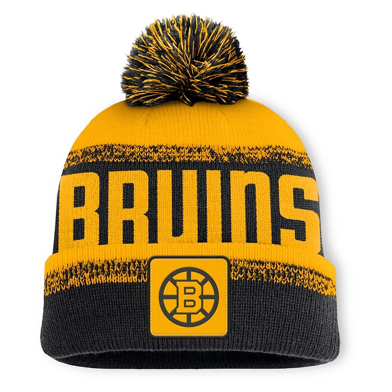 Fanatics Gold Boston Bruins Fundamentals Thrive Cuffed Knit Hat with Pom
