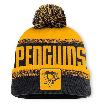 Fanatics Gold Pittsburgh Penguins Fundamentals Thrive Cuffed Knit Hat with Pom