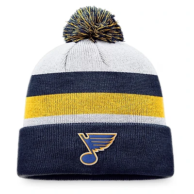 Fanatics Gold St Louis Blues Fundamental Cuffed Knit Hat with Pom