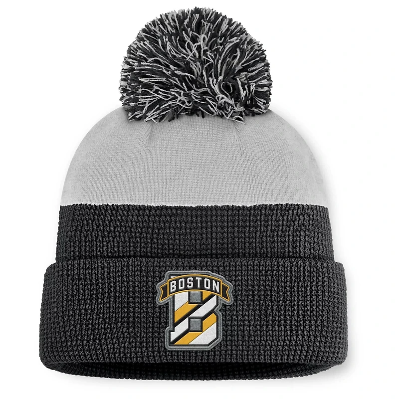 Fanatics Gray Boston Bruins Authentic Pro Home Ice Cuffed Knit Hat with Pom