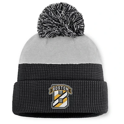Fanatics Gray Boston Bruins Authentic Pro Home Ice Cuffed Knit Hat with Pom