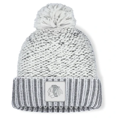 Fanatics Gray Chicago Blackhawks Fundamental Mist Cuffed Knit Hat with Pom