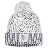 Fanatics Gray Chicago Blackhawks Fundamental Mist Cuffed Knit Hat with Pom
