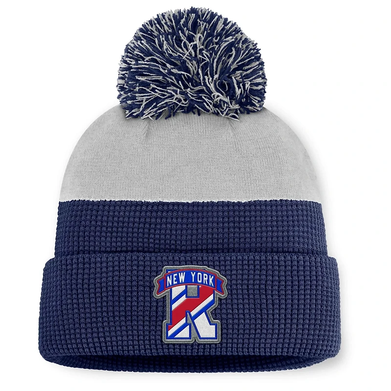 Fanatics Gray New York Rangers Authentic Pro Home Ice Cuffed Knit Hat with Pom