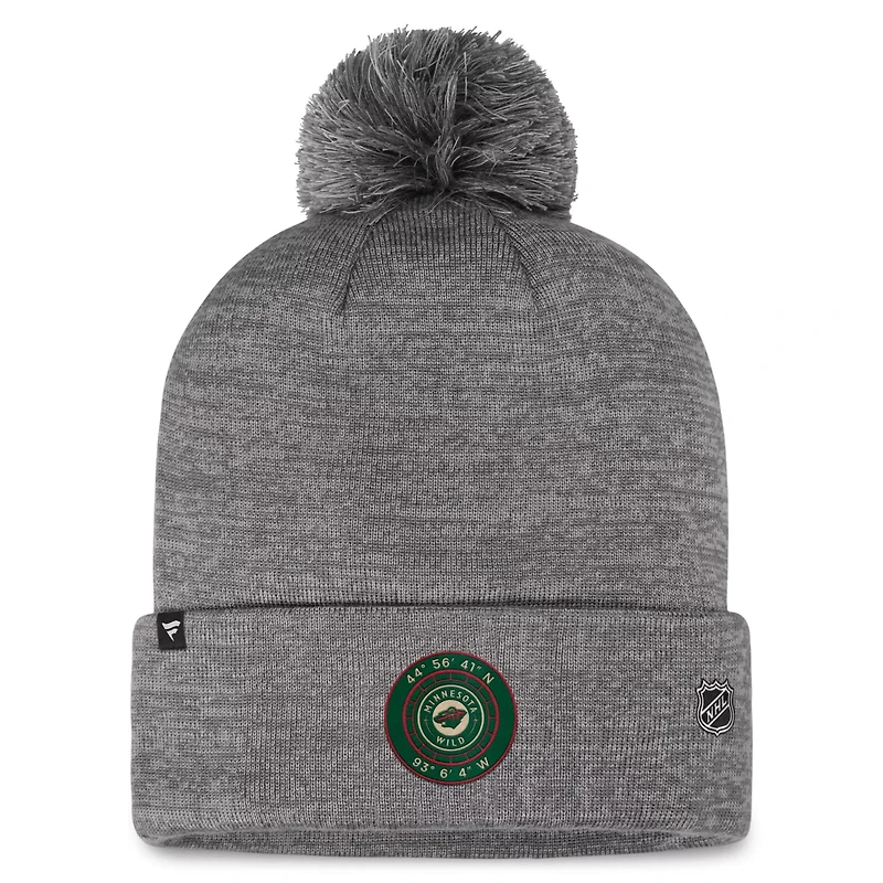 Fanatics Minnesota Wild Authentic Pro Home Ice Cuffed Knit Hat with Pom