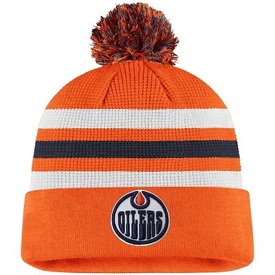 Fanatics Navy Edmonton Oilers 2020 NHL Draft Authentic Pro Cuffed Pom Knit Hat