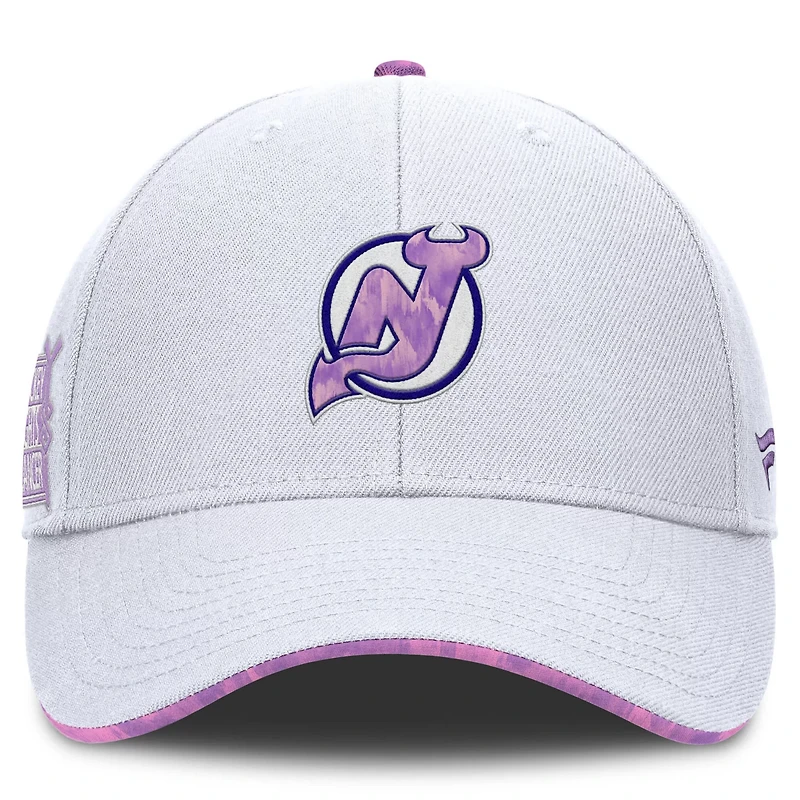 Fanatics New Jersey Devils Authentic Pro Hockey Fights Cancer Adjustable Hat