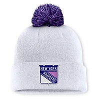 Fanatics New York Rangers Authentic Pro Hockey Fights Cancer Cuffed Knit Hat with Pom