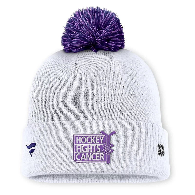 Fanatics New York Rangers Authentic Pro Hockey Fights Cancer Cuffed Knit Hat with Pom