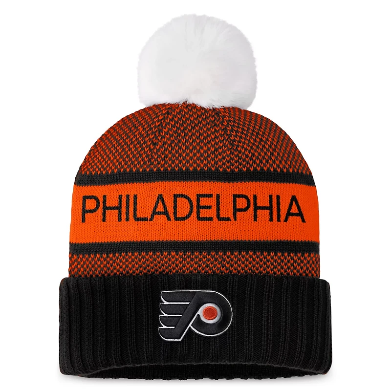 Fanatics /Orange Philadelphia Flyers Authentic Pro Rink Cuffed Knit Hat with Pom