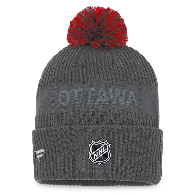 Fanatics Ottawa Senators Authentic Pro Home Ice Cuffed Knit Hat with Pom
