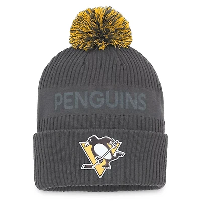 Fanatics Pittsburgh Penguins Authentic Pro Home Ice Cuffed Knit Hat with Pom