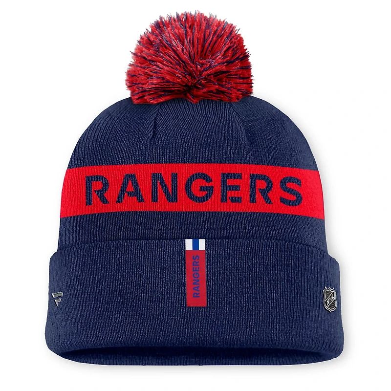 Fanatics Red New York Rangers Authentic Pro Rink Cuffed Knit Hat with Pom