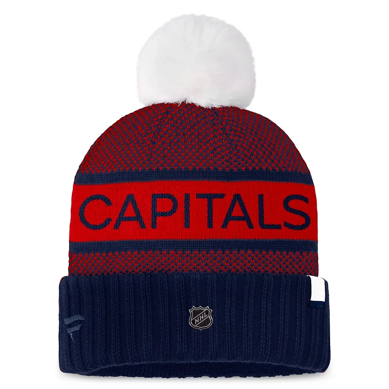 Fanatics Red Washington Capitals Authentic Pro Rink Cuffed Knit Hat with Pom