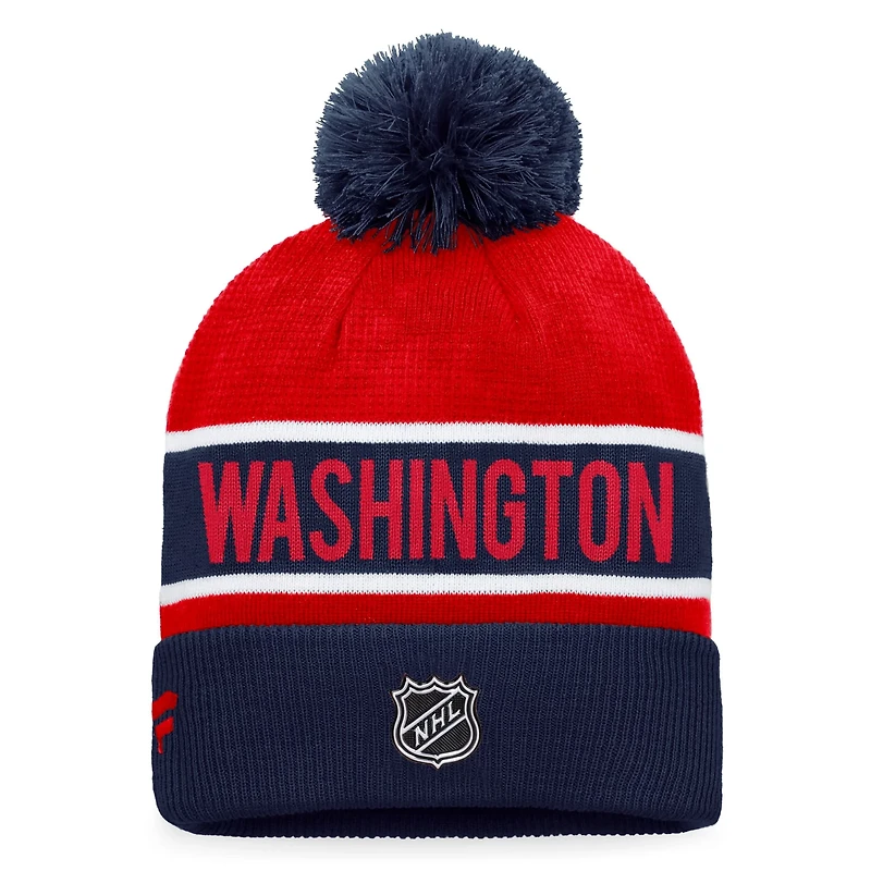 Fanatics /Red Washington Capitals Authentic Pro Rink Cuffed Knit Hat with Pom