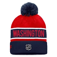 Fanatics /Red Washington Capitals Authentic Pro Rink Cuffed Knit Hat with Pom