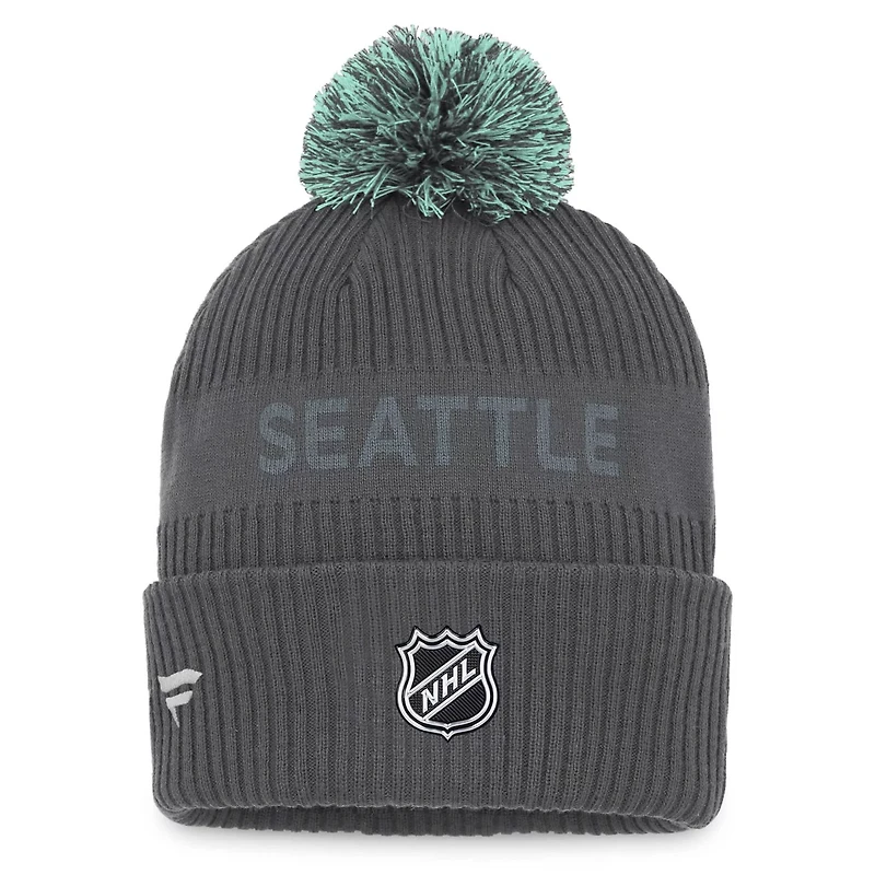Fanatics Seattle Kraken Authentic Pro Home Ice Cuffed Knit Hat with Pom