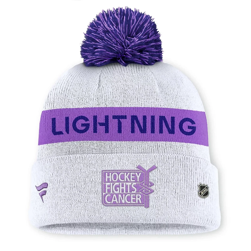 Fanatics Tampa Bay Lightning Hockey Fights Cancer Cuffed Knit Hat with Pom