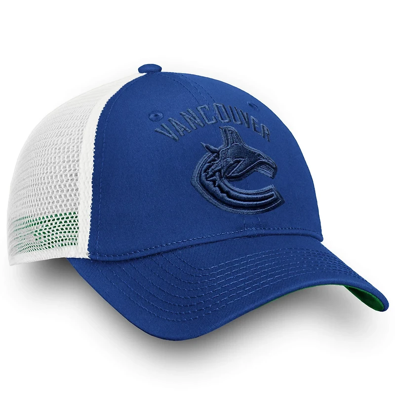 Fanatics Vancouver Canucks White Iconic Lockup Adjustable Trucker Hat