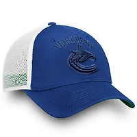 Fanatics Vancouver Canucks White Iconic Lockup Adjustable Trucker Hat