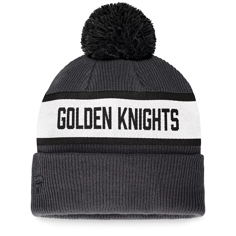 Fanatics Vegas Golden Knights Fundamental Wordmark Cuffed Knit Hat with Pom