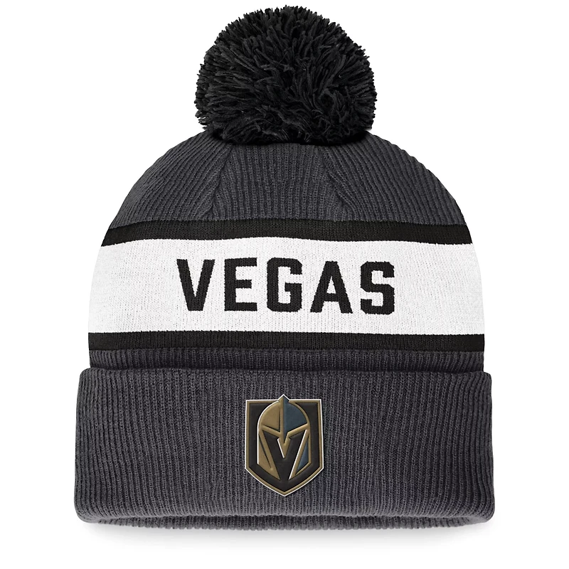 Fanatics Vegas Golden Knights Fundamental Wordmark Cuffed Knit Hat with Pom