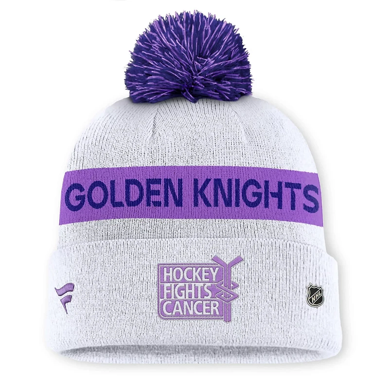 Fanatics Vegas Golden Knights Hockey Fights Cancer Cuffed Knit Hat with Pom