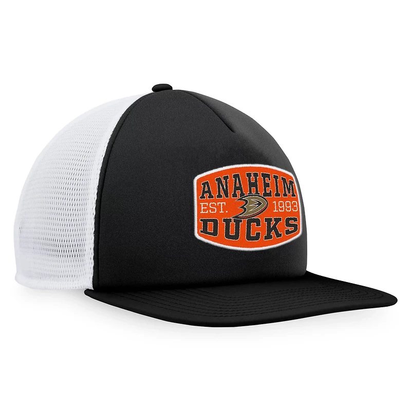 Fanatics /White Anaheim Ducks Foam Front Patch Trucker Snapback Hat