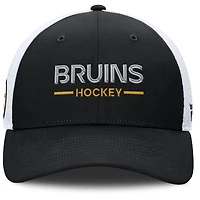 Fanatics White Boston Bruins Authentic Pro Rink Lockup Adjustable Trucker Hat