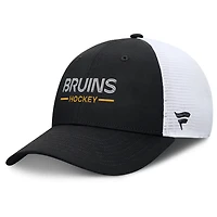 Fanatics White Boston Bruins Authentic Pro Rink Lockup Adjustable Trucker Hat