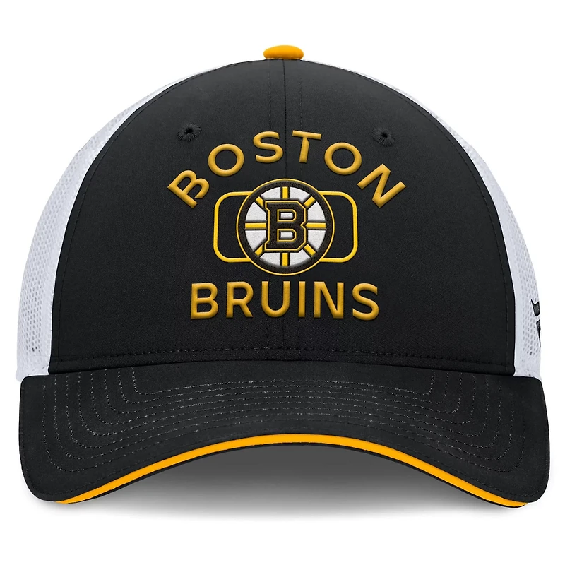 Fanatics White Boston Bruins Authentic Pro Rink Trucker Hat