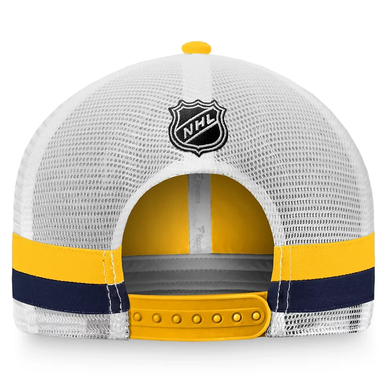 Fanatics White Nashville Predators Fundamental Striped Trucker Adjustable Hat