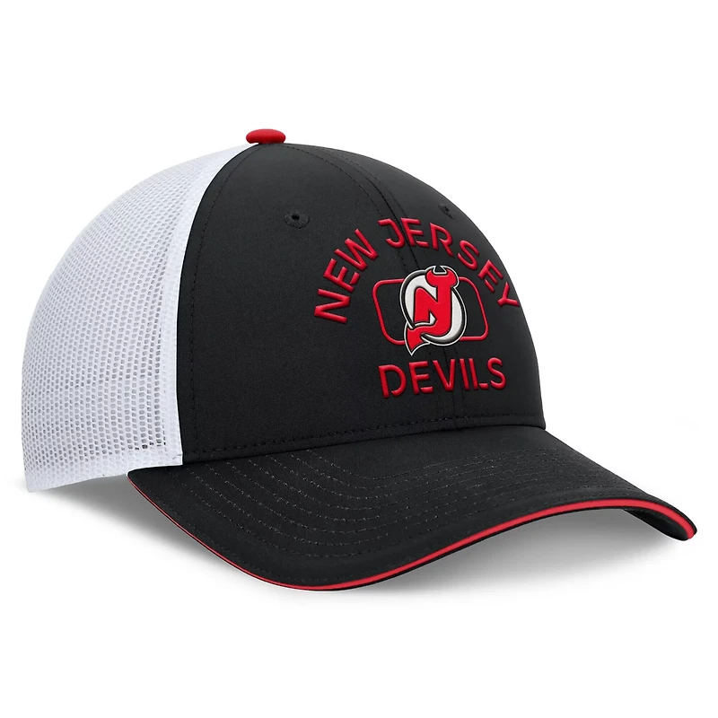 Fanatics White New Jersey Devils Authentic Pro Rink Trucker Hat