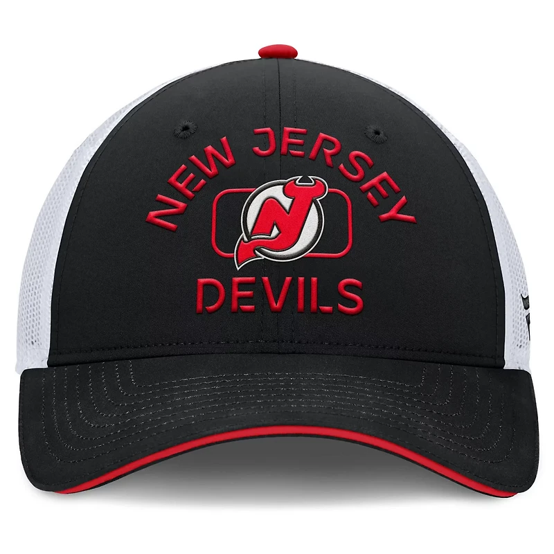 Fanatics White New Jersey Devils Authentic Pro Rink Trucker Hat