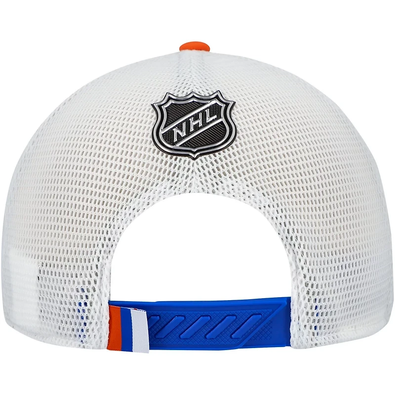 Fanatics White New York Islanders Authentic Pro Draft Podium Trucker Adjustable Hat