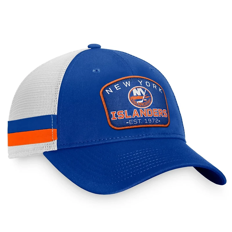 Fanatics /White New York Islanders Fundamental Striped Trucker Adjustable Hat