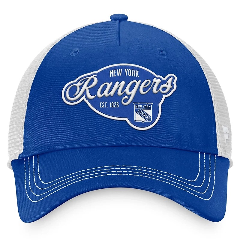 Fanatics /White New York Rangers Fundamental Trucker Adjustable Hat