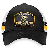 Fanatics /White Pittsburgh Penguins Fundamental Striped Trucker Adjustable Hat
