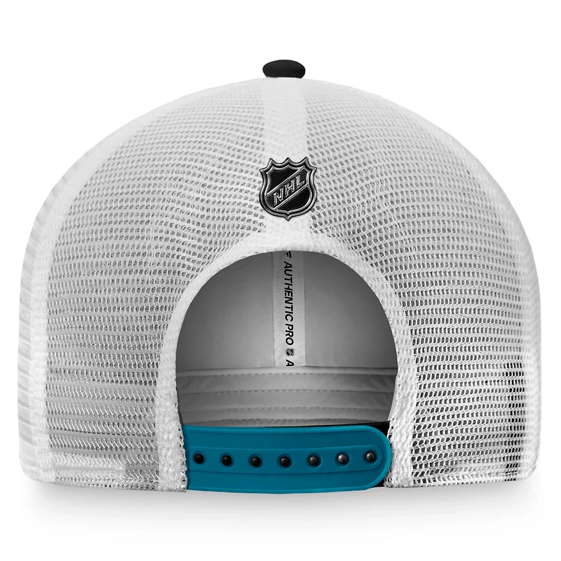 Fanatics /White San Jose Sharks Authentic Pro Rink Trucker Snapback Hat