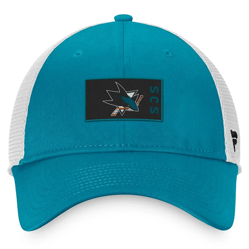 Fanatics /White San Jose Sharks Authentic Pro Rink Trucker Snapback Hat