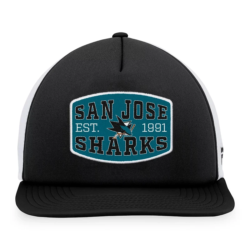 Fanatics /White San Jose Sharks Foam Front Patch Trucker Snapback Hat