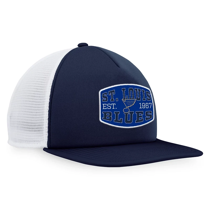 Fanatics White St Louis Blues Foam Front Patch Trucker Snapback Hat