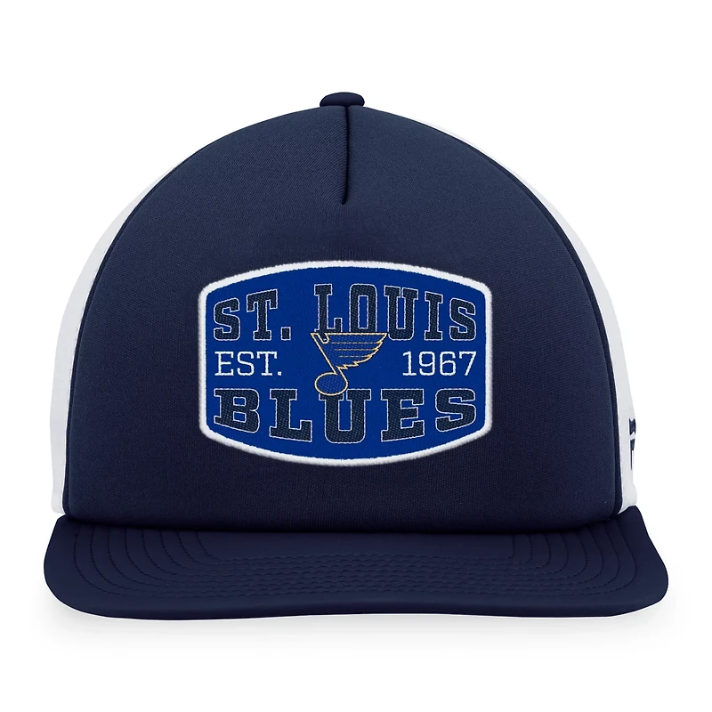 Fanatics White St Louis Blues Foam Front Patch Trucker Snapback Hat