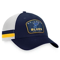 Fanatics White St Louis Blues Fundamental Striped Trucker Adjustable Hat