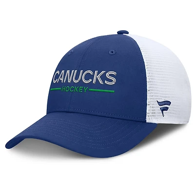 Fanatics White Vancouver Canucks Authentic Pro Rink Lockup Adjustable Trucker Hat