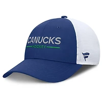 Fanatics White Vancouver Canucks Authentic Pro Rink Lockup Adjustable Trucker Hat