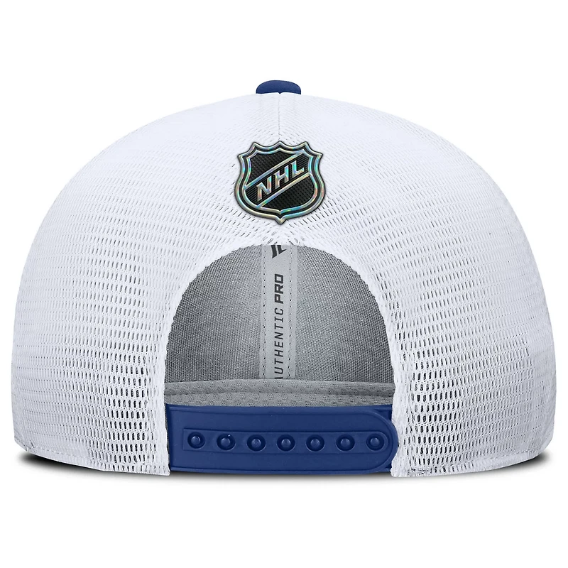 Fanatics White Vancouver Canucks Authentic Pro Rink Lockup Adjustable Trucker Hat