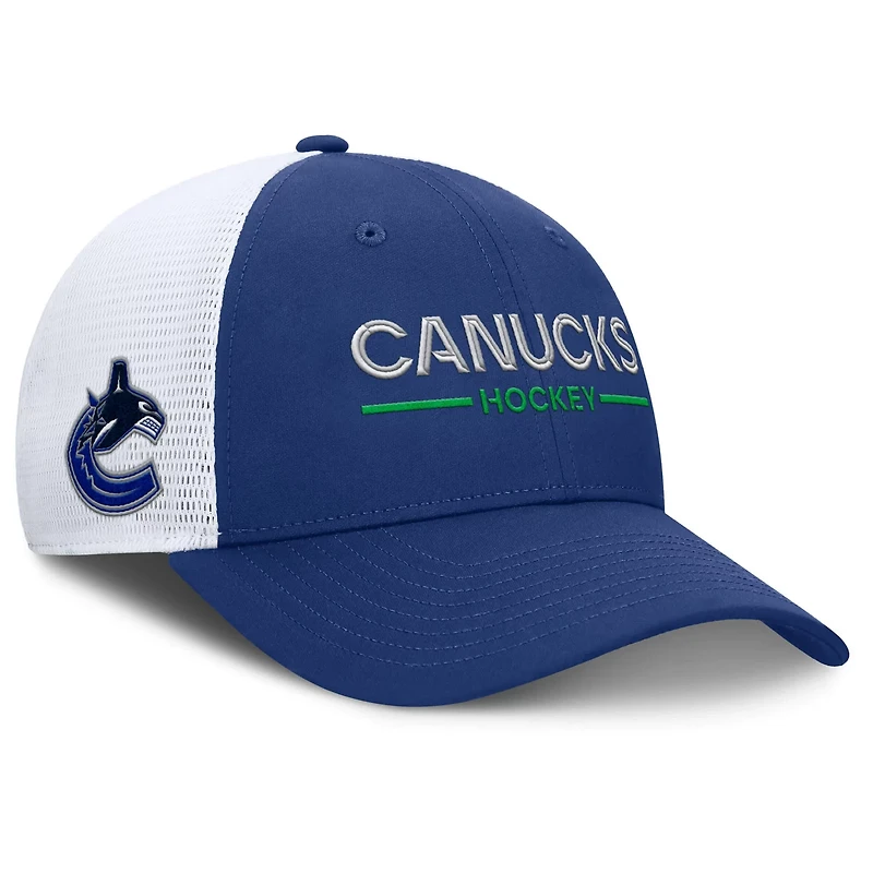 Fanatics White Vancouver Canucks Authentic Pro Rink Lockup Adjustable Trucker Hat