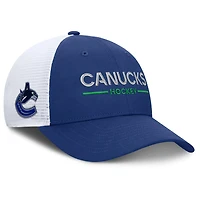 Fanatics White Vancouver Canucks Authentic Pro Rink Lockup Adjustable Trucker Hat